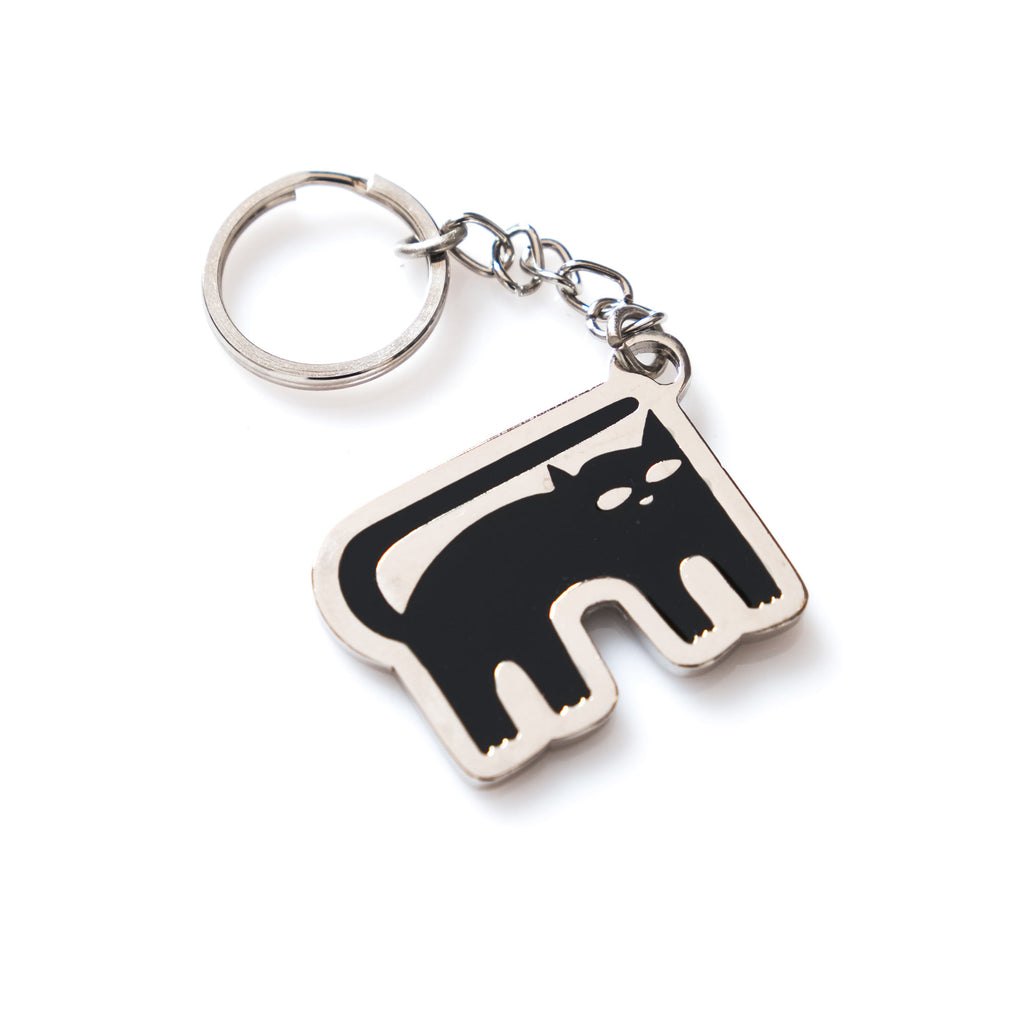 Black cat, tzarica silver keychain