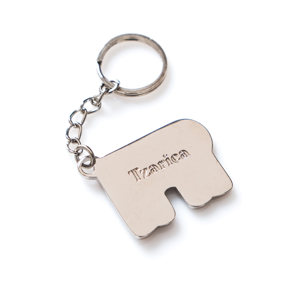 Black cat, tzarica silver keychain