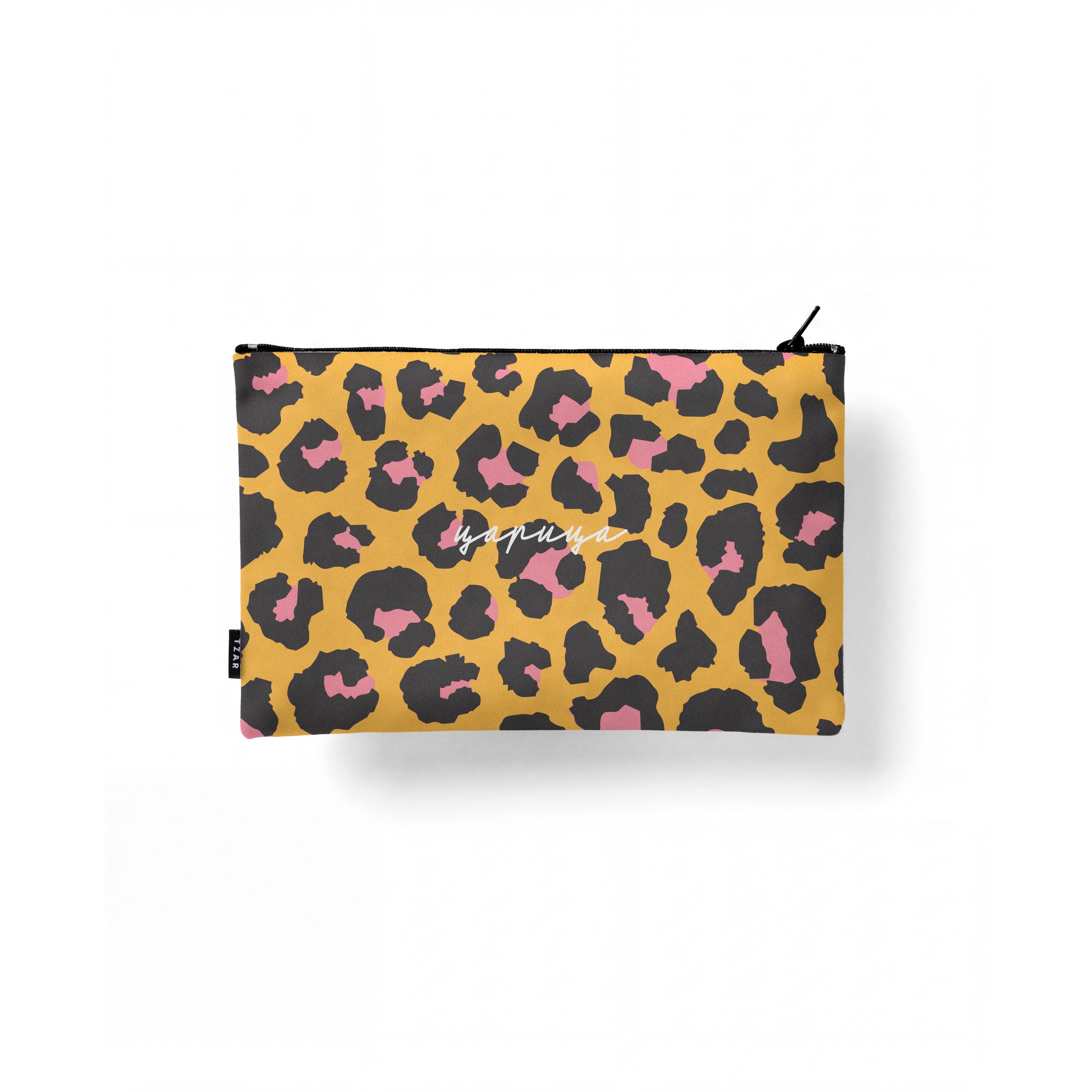 Tzarica leopard, Small Yellow Zipper Pouch