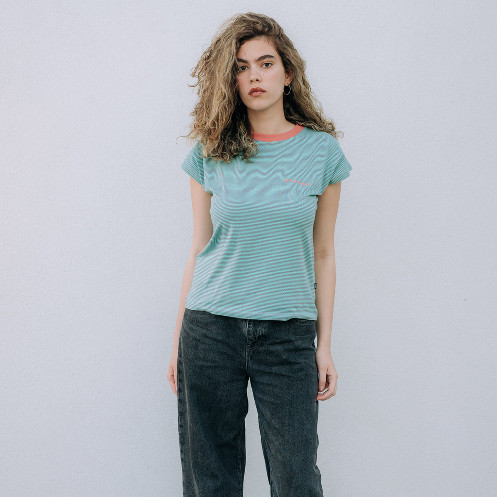 Tzarica Ćirilica, striped women's t-shirt