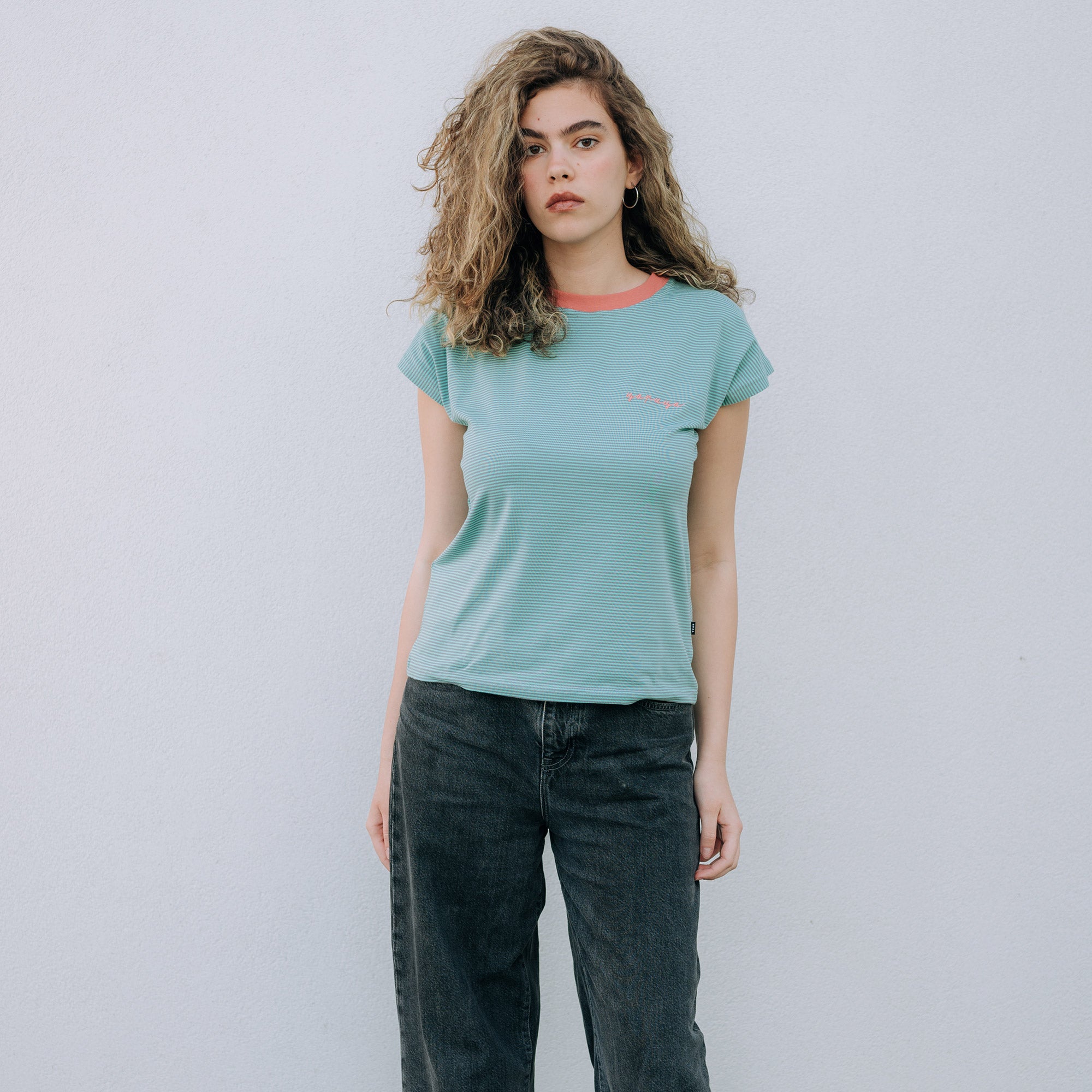 Tzarica Ćirilica, striped women's t-shirt