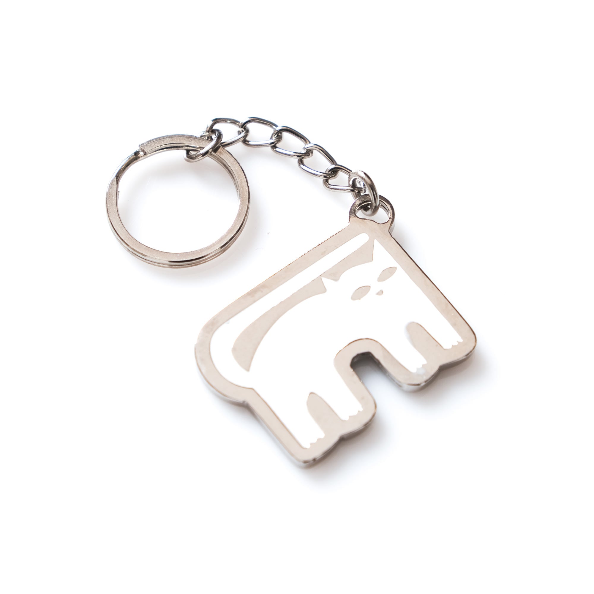 White cat, tzarica silver keychain