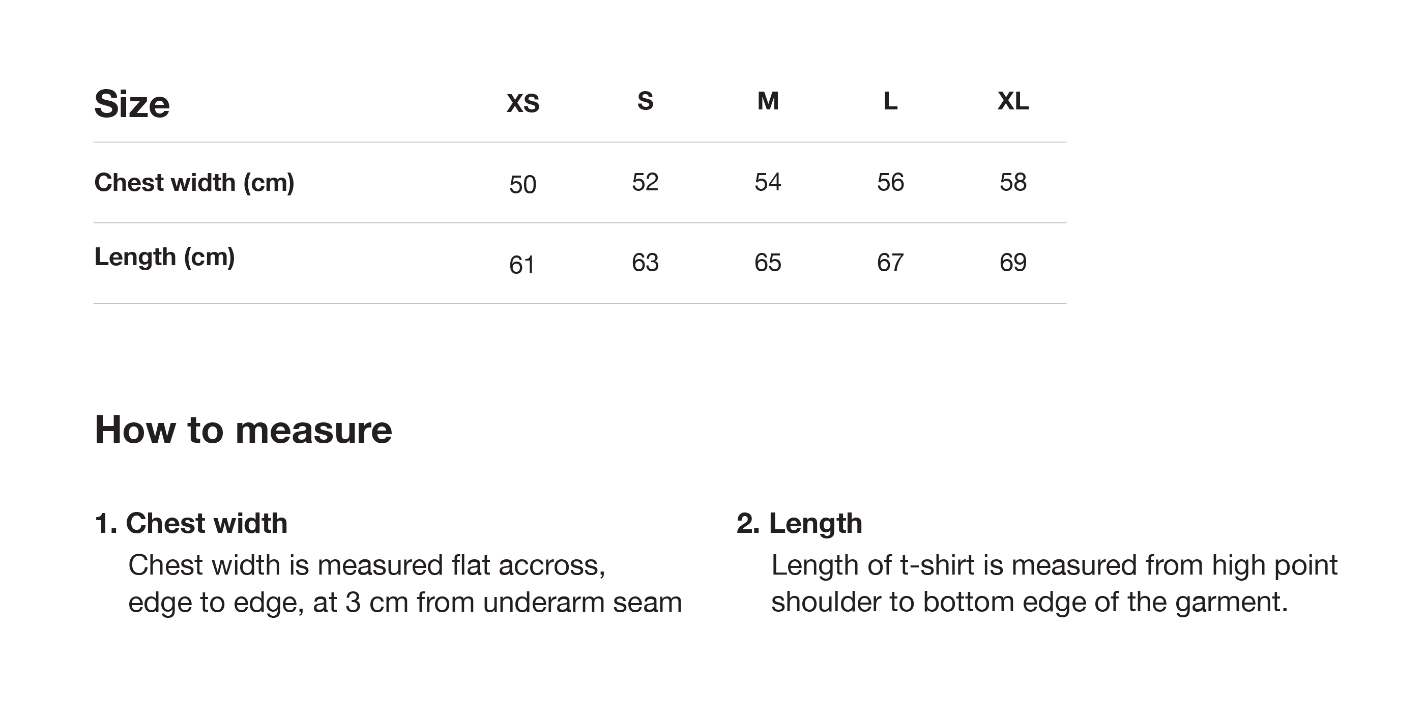 Size chart