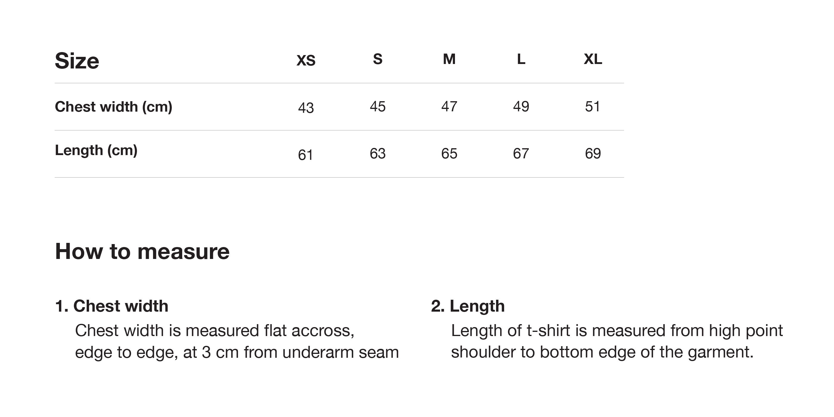 Size chart